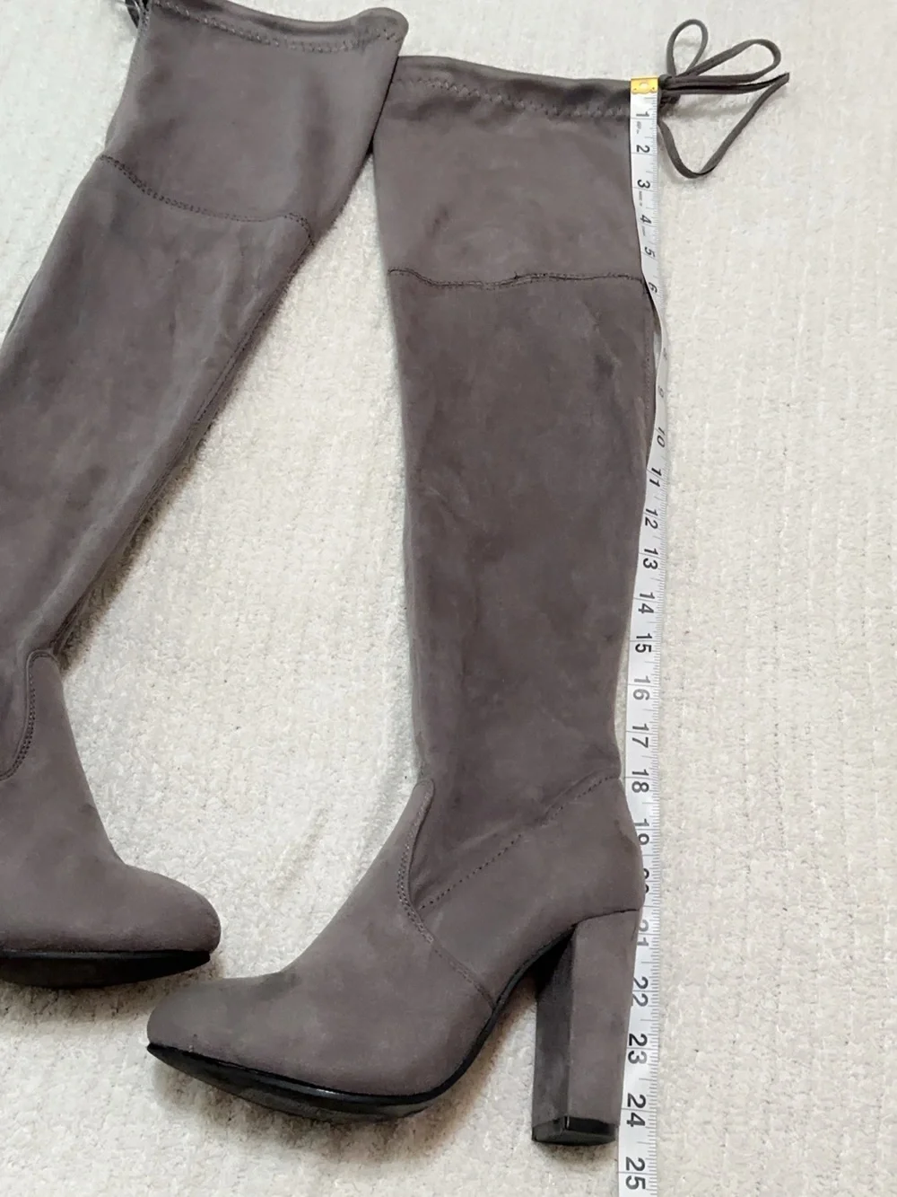 NO DOUBT Over-the-Knee Suede Boots in Gray — Elegant Women’s Knee-High Boot